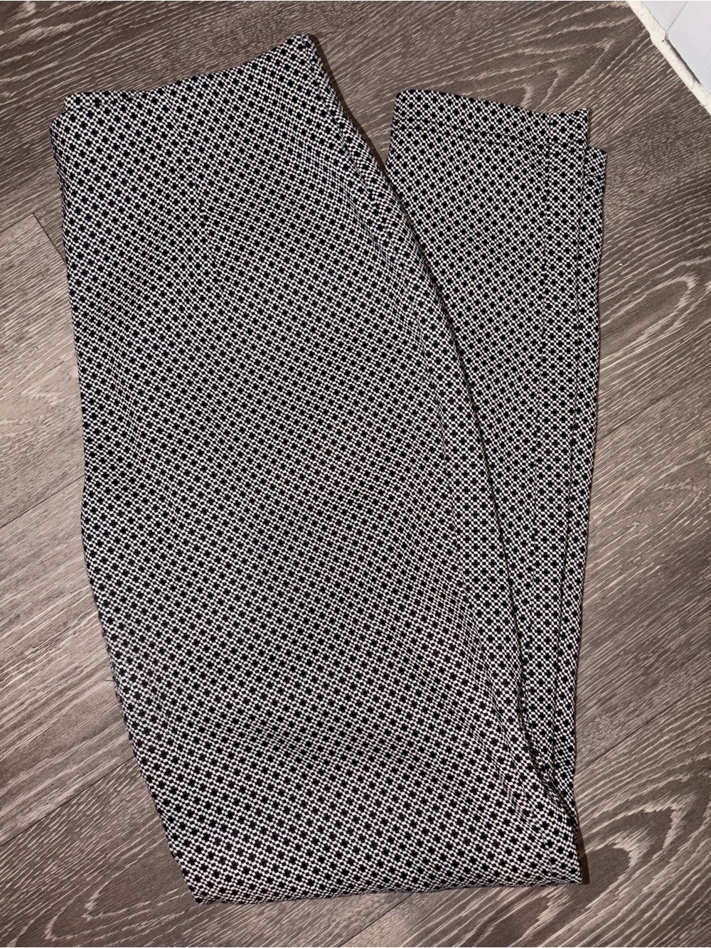 Calvin Klein Black and White Micro-Check skinny pants for work attire